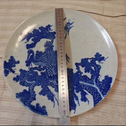 古玩陶瓷松鶴紋青花盤真品鑒賞圖