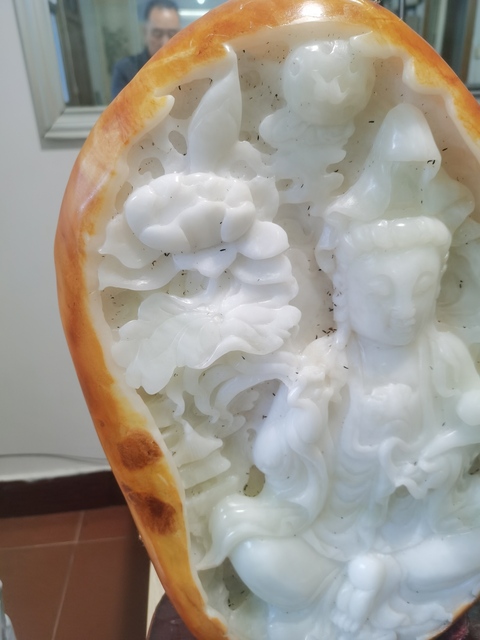 古玩玉器和田玉雕“觀音擺件”真品鑒賞圖