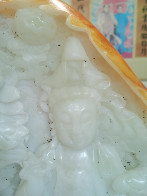 古玩玉器和田玉雕“觀音擺件”真品鑒賞圖