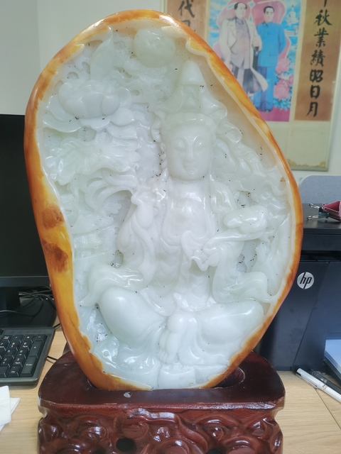 古玩玉器和田玉雕“觀音擺件”真品鑒賞圖