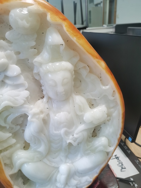 古玩玉器和田玉雕“觀音擺件”真品鑒賞圖