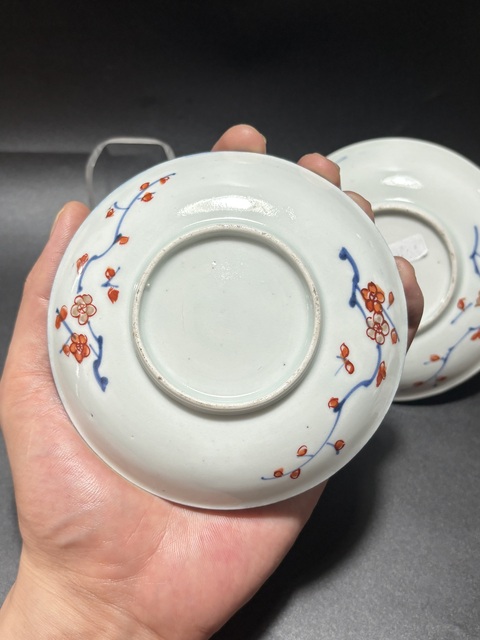 古玩陶瓷青花加彩庭院花卉紋碟真品鑒賞圖