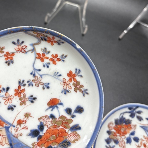 古玩陶瓷青花加彩庭院花卉紋碟真品鑒賞圖