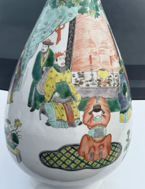 古玩陶瓷清晚期 五彩人物紋玉壺春真品鑒賞圖