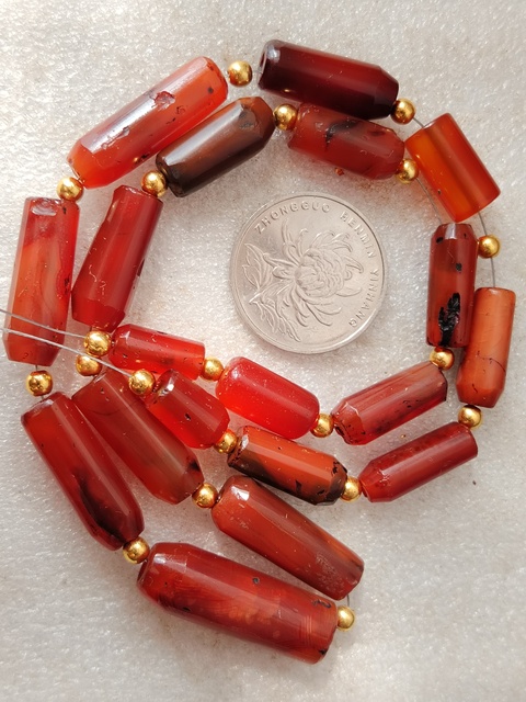 古玩玉器天然紅瑪瑙珠串鏈拍賣，當前價格520元