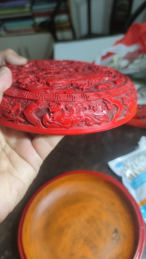 古玩雜項剔紅漆盒真品鑒賞圖