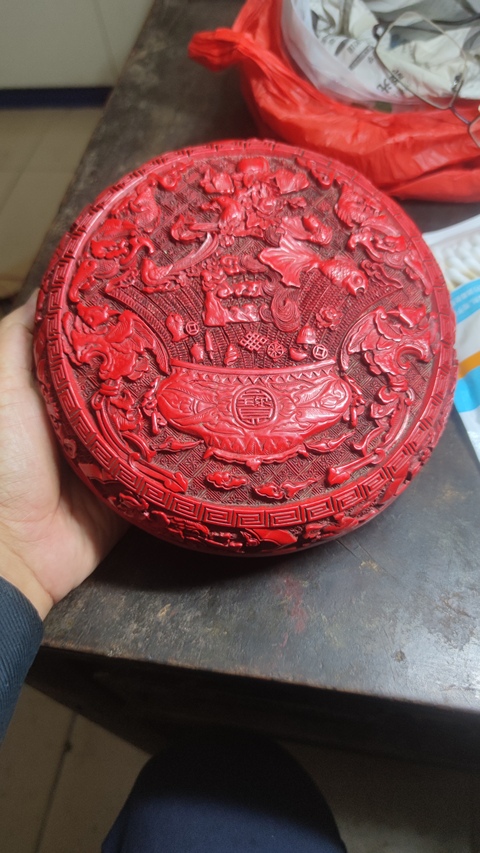 古玩雜項剔紅漆盒真品鑒賞圖