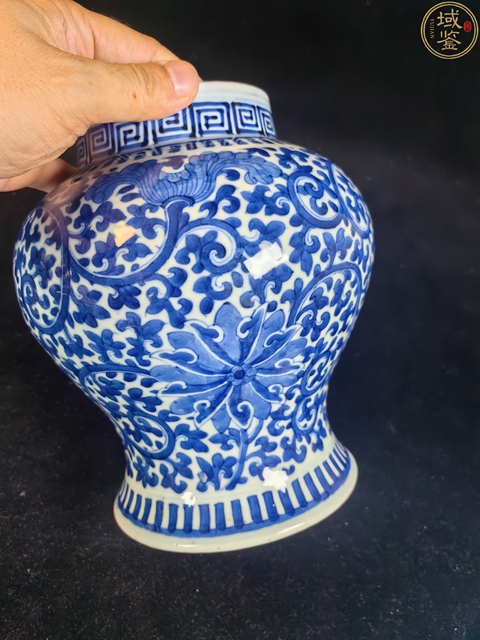 古玩陶瓷晚清青花纏枝蓮紋將軍罐真品鑒賞圖