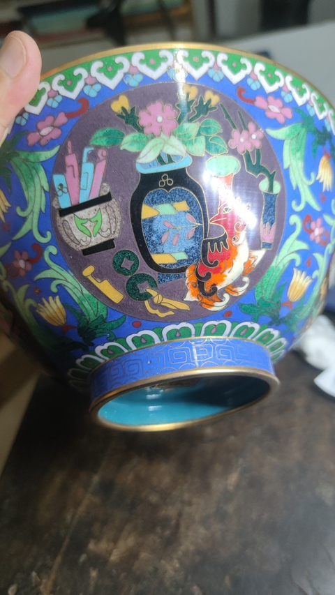 古玩銅器景泰藍碗真品鑒賞圖