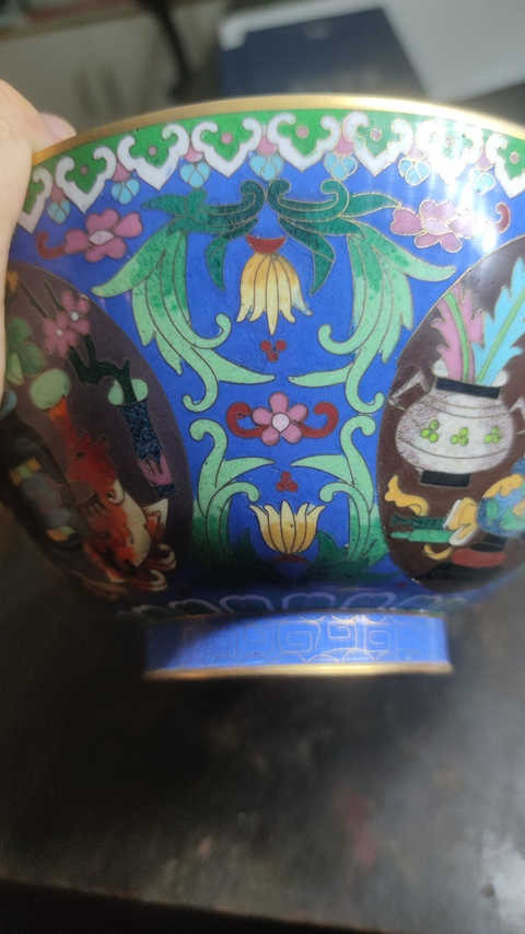 古玩銅器景泰藍碗真品鑒賞圖