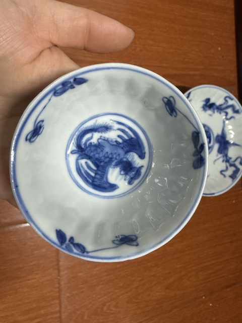 古玩陶瓷青花鳳紋杯碟真品鑒賞圖