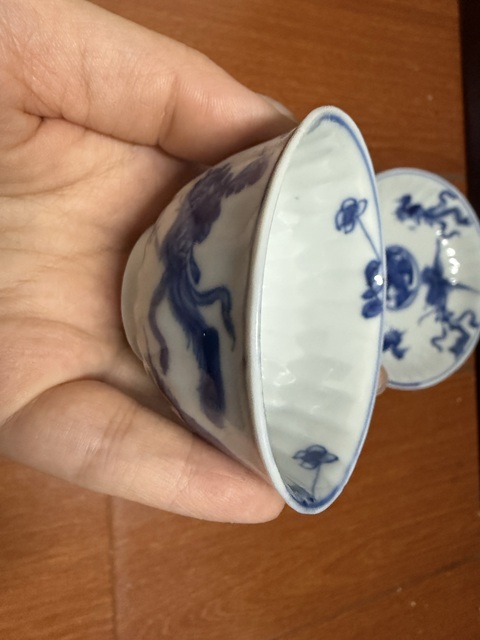 古玩陶瓷青花鳳紋杯碟真品鑒賞圖