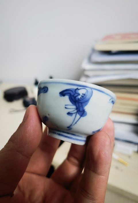 古玩陶瓷青花嬰戲圖茶碗拍賣，當(dāng)前價格3800元