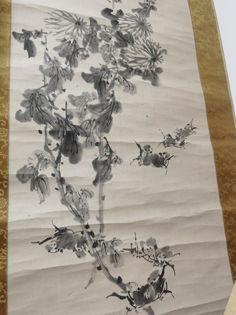 古玩字畫菊蟹圖真品鑒賞圖