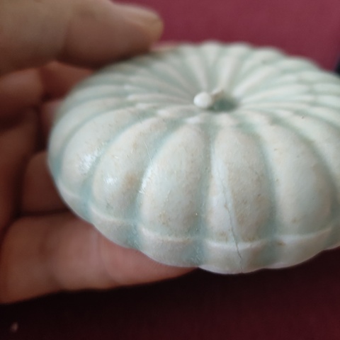 古玩陶瓷湖田窯南瓜胭脂盒真品鑒賞圖