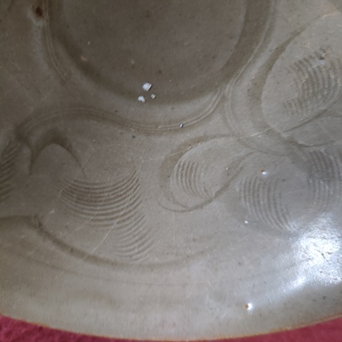 古玩陶瓷龍泉青瓷金村窯刻花碗拍賣，當前價格3600元