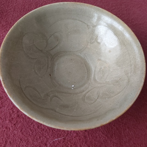 古玩陶瓷龍泉青瓷金村窯刻花碗拍賣，當前價格3600元