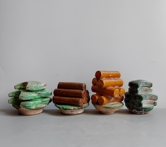 古玩陶瓷明代三彩供盤一組拍賣，當前價格520元