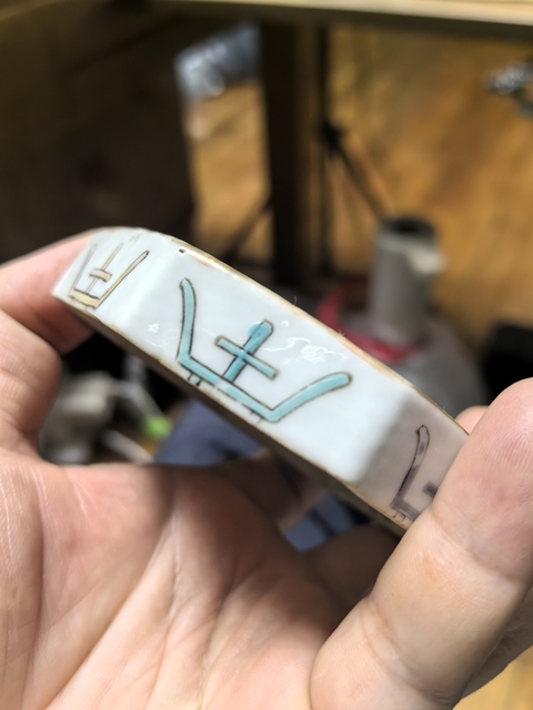 古玩陶瓷淺絳人物八方印盒真品鑒賞圖