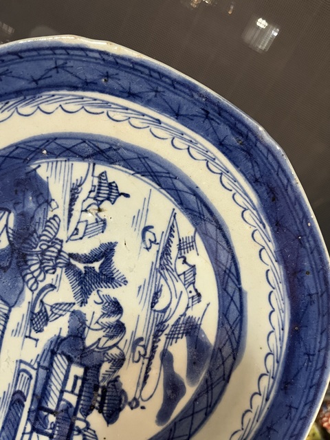 古玩陶瓷青花山水紋花口盤拍賣，當前價格399元