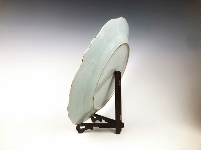 古玩陶瓷清乾隆·青花留白三多紋花口大盤拍賣，當前價格654元