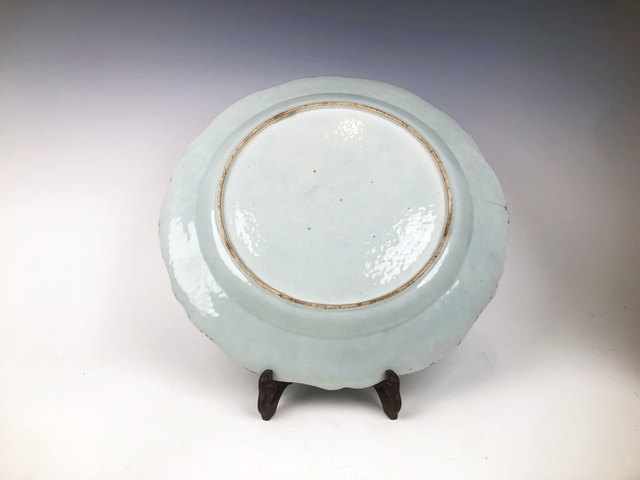 古玩陶瓷清乾隆·青花留白三多紋花口大盤拍賣，當前價格654元