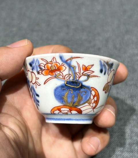 古玩陶瓷青花礬紅描金杯真品鑒賞圖