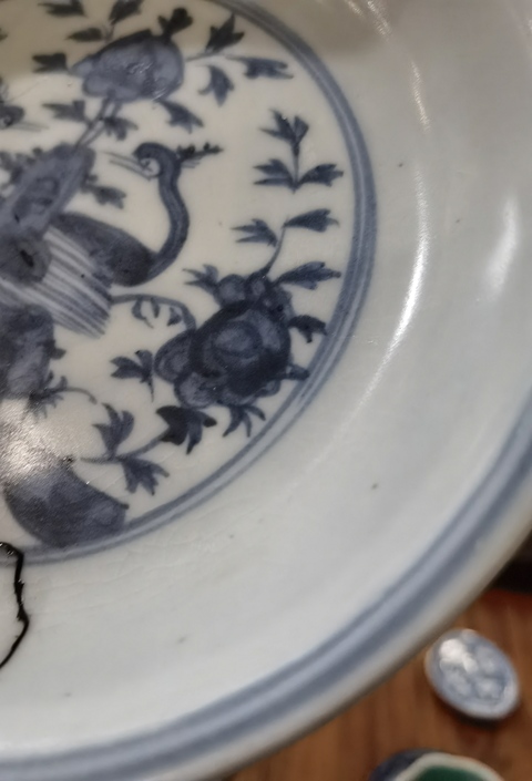 古玩陶瓷青花花卉盤真品鑒賞圖