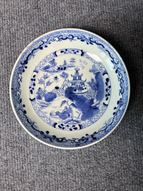 古玩陶瓷青花山水樓閣紋盤拍賣，當前價格888元