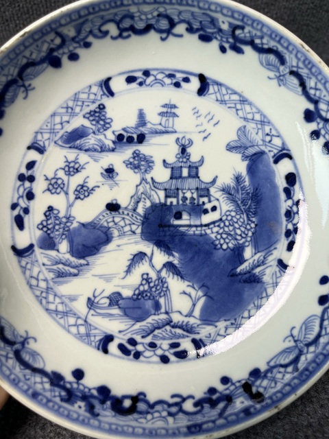 古玩陶瓷青花山水樓閣紋盤拍賣，當前價格888元