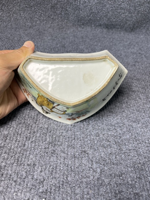 古玩陶瓷淺降彩高士童子紋角碗拍賣，當前價格1388元