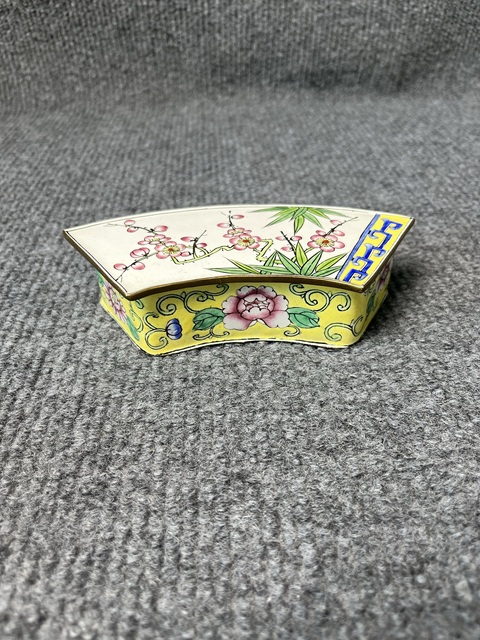 古玩雜項銅胎畫琺瑯花卉紋蓋盒真品鑒賞圖