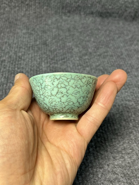 古玩陶瓷松石綠地壓手杯拍賣，當前價格1288元