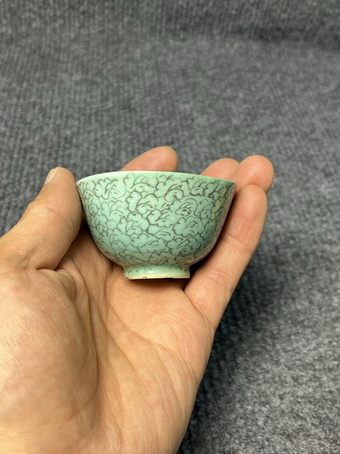 古玩陶瓷松石綠地壓手杯拍賣，當前價格1288元