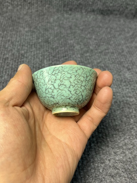 古玩陶瓷松石綠地壓手杯拍賣，當前價格1288元