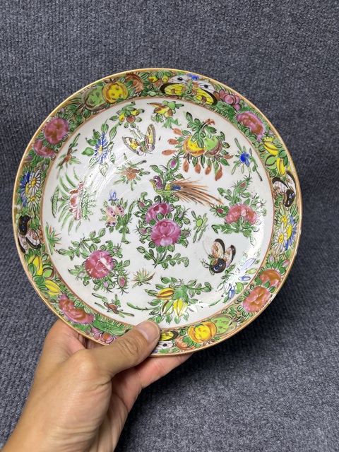 古玩陶瓷廣彩花鳥紋盤拍賣，當前價格1088元
