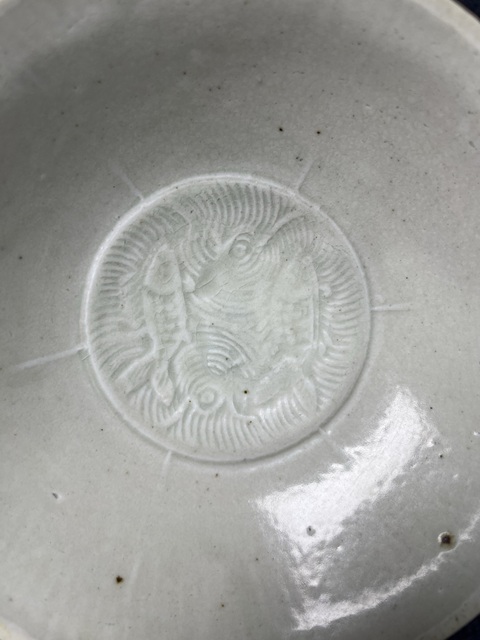 古玩陶瓷青白釉暗刻雙魚紋六出筋碗拍賣，當前價格2288元