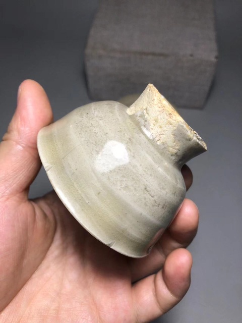 古玩陶瓷青釉花口盞和托真品鑒賞圖