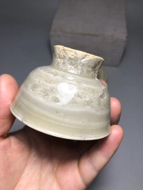 古玩陶瓷青釉花口盞和托真品鑒賞圖