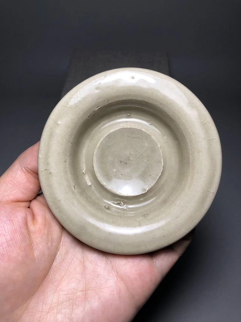 古玩陶瓷青釉花口盞和托真品鑒賞圖