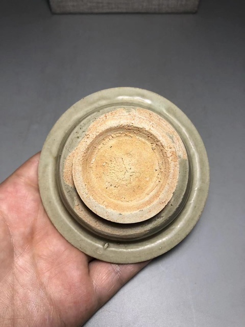 古玩陶瓷青釉花口盞和托真品鑒賞圖