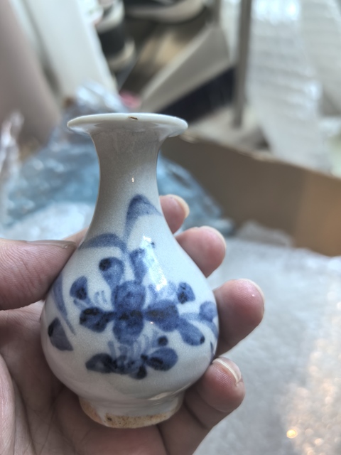古玩陶瓷青花花卉紋玉壺春瓶真品鑒賞圖