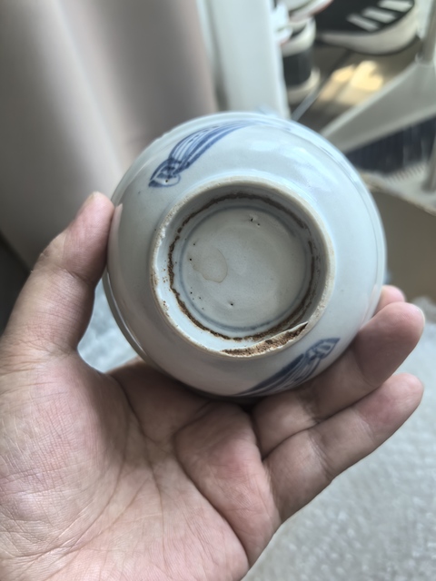 古玩陶瓷青花蘭草紋茶碗真品鑒賞圖