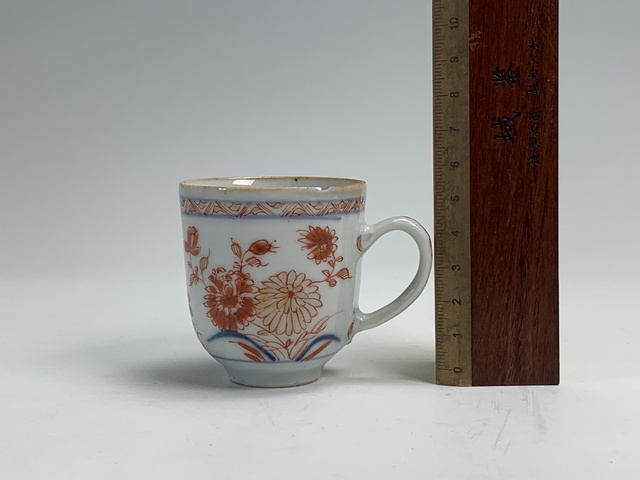 古玩陶瓷清康熙·青花礬紅描金花卉紋手把杯拍賣,當前價格316元