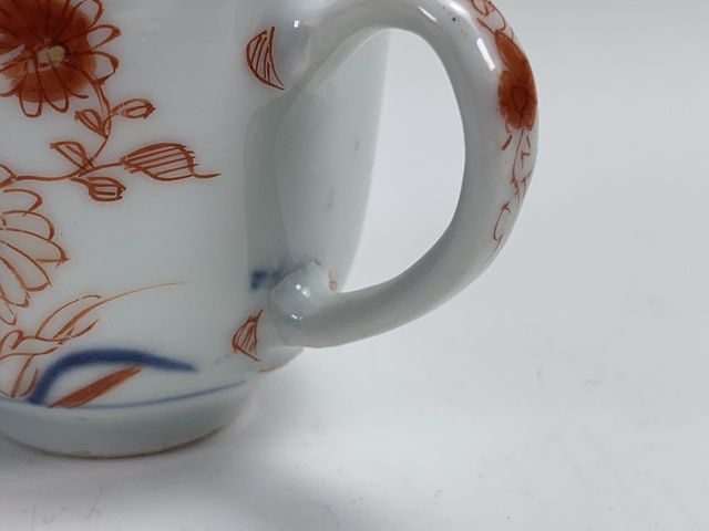 古玩陶瓷清康熙·青花礬紅描金花卉紋手把杯拍賣,當前價格316元