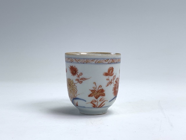 古玩陶瓷清康熙·青花礬紅描金花卉紋手把杯拍賣,當前價格316元