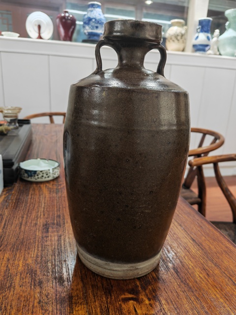 古玩陶瓷茶葉末釉雙系瓶真品鑒賞圖
