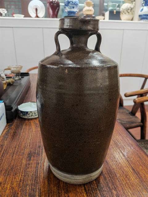 古玩陶瓷茶葉末釉雙系瓶真品鑒賞圖