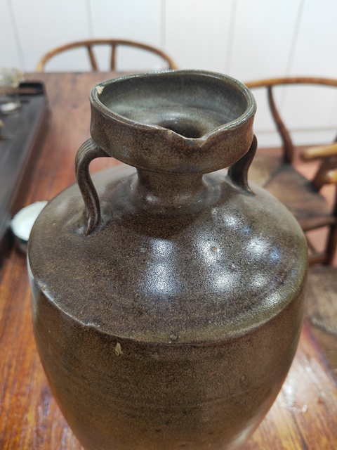 古玩陶瓷茶葉末釉雙系瓶真品鑒賞圖