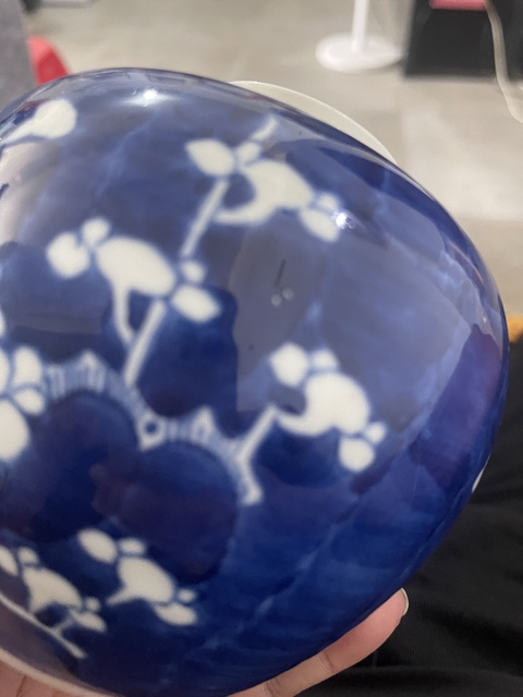 古玩陶瓷青花留白冰梅紋罐真品鑒賞圖
